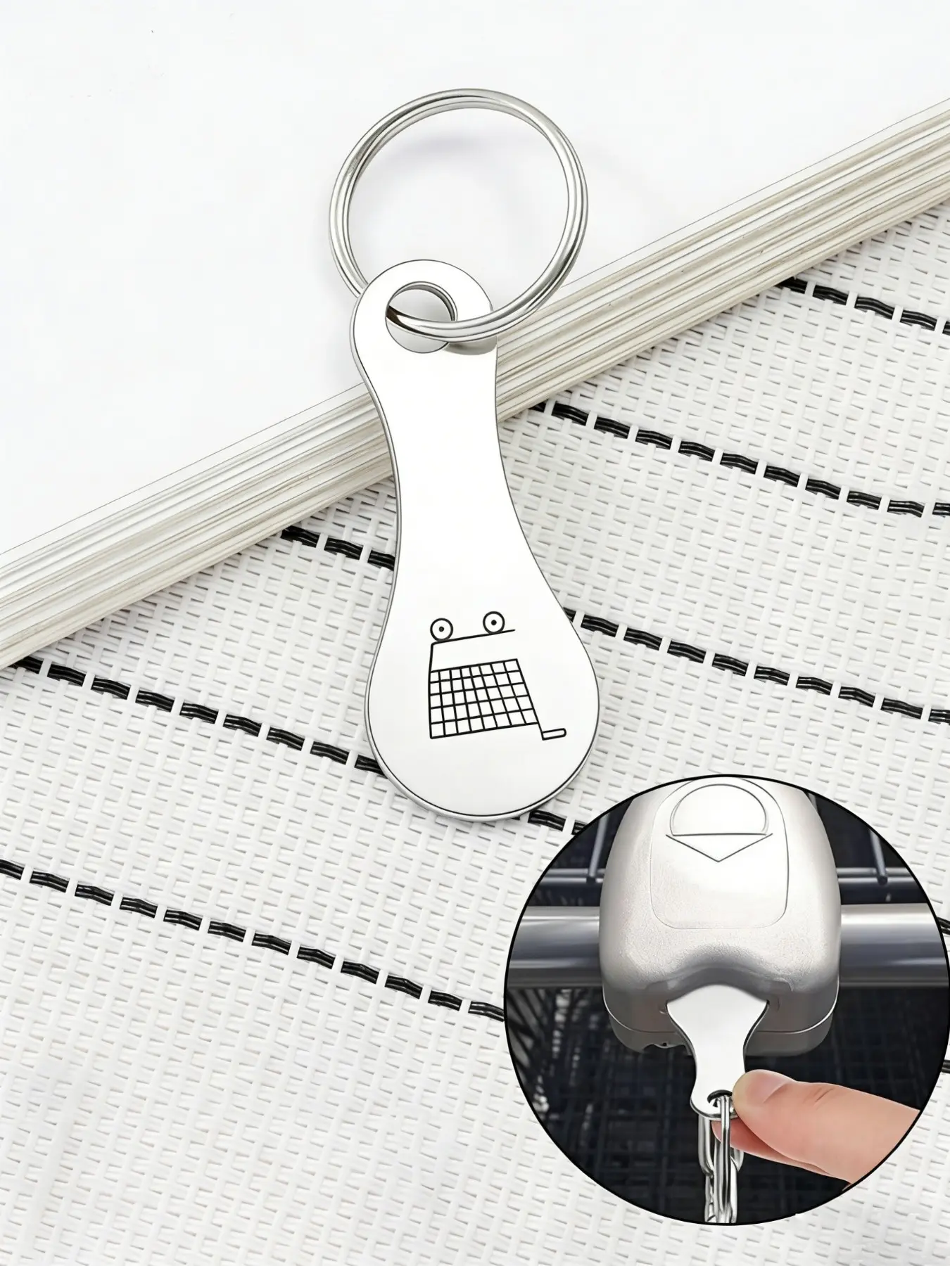Supermarket Keychain Accessories, Keyrings, Lightweight Keychain, Metal Keychain, Stainless Steel Shopping Cart Key Ring, Shopping Cart Coins, Suitable For Grocery Shopping Carts, Key Decoration Key Chain
