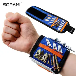 SOPAMI Magnetic Wristband Tool Holder, Super Strong Magnets & Stable Adsorption, Adjustable Wear-Resistant Wrist Belt, Practical Tool Organizer for Screws Nails Bits, Widely Used in Woodworking, Auto Repair, Household DIY fathersdaygift