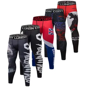 Cody Men’s Compression Pants - Athletic Fit, Flatlock Stitch, Graphic Print, Multi-Size BJJ Spats for Running, Weightlifting (Indoor-Outdoor Use), Graphics Print