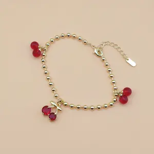 Summer Beach Cherry Pendant Ladies Bracelet Anklet Fashion Red Beaded Bracelet