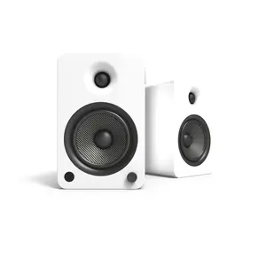 Kanto YU6GW Powered Bookshelf Speakers with Bluetooth and Phono Preamp | Pair | Gloss White Audio Remote