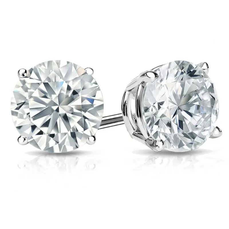 Lab Grown Diamond Stud Earrings Round 2.50 ct. tw. (1.25ct. each ear) D-E, VVS 14k White Gold 4-Prong Basket