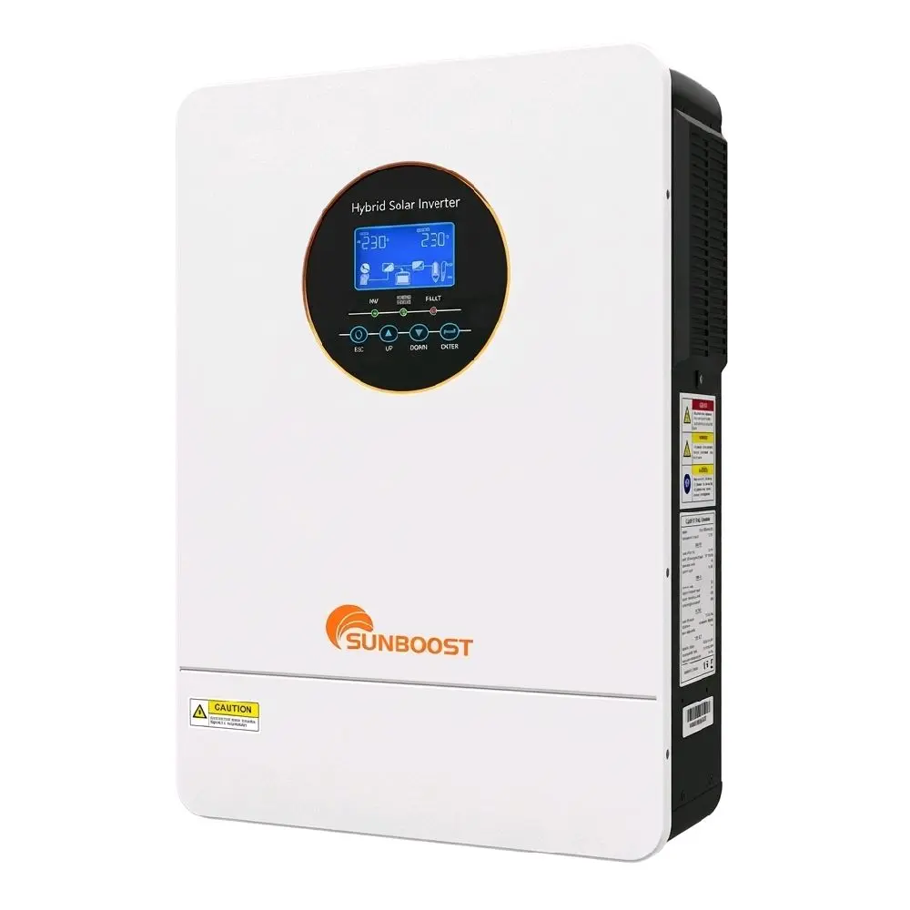 Sunboost 5.5KW 6.2KW Hybrid Solar Inverter MPPT 48V US Version 120V/240V Split Phase Output Wi-Fi Interface 1 Year Warranty High-Efficiency Dual Voltage Battery Flexibility