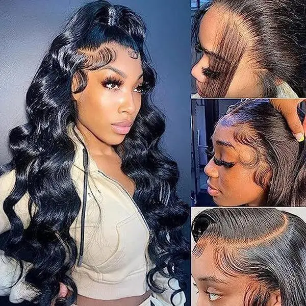 Shiny Wavy Curly Hair 13x4 Transparent Lace Front Wig Real Human Hair 180% Density 13x6 HD Lace Front Wig Brazilian Natural Color Suitable for Black Women deep wave human hair wig