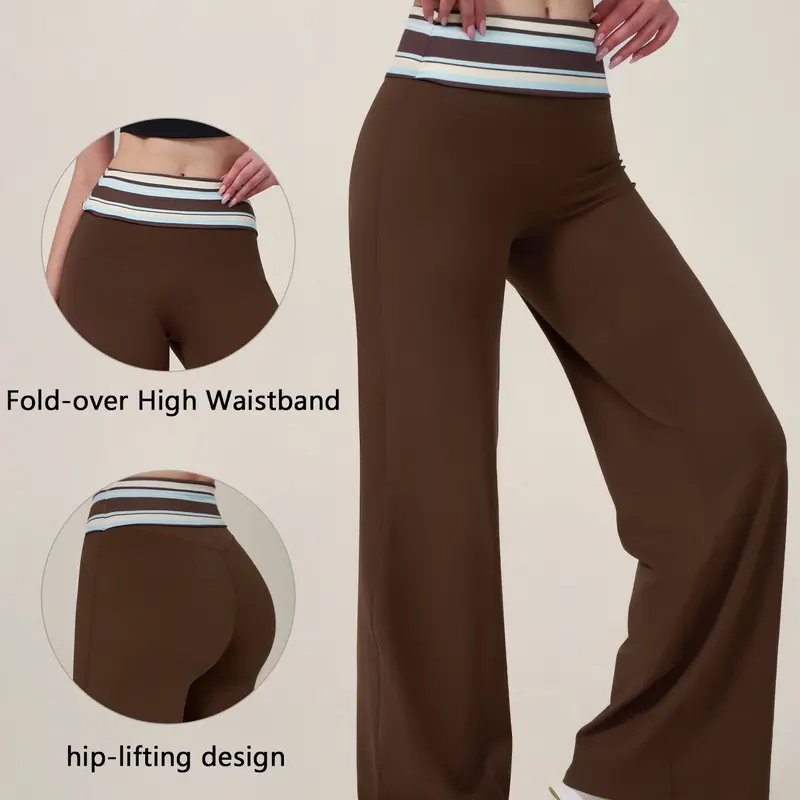 TIMEOFF Lady's High-Waisted Wide-Leg Stretchy Chic Yoga Bottom Trousers - Draped Legs, Comfortable Fabric, Elastic Waist, for Women's Yoga, Daily Casual Wear,outdoorfun