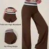 TIMEOFF Lady's High-Waisted Wide-Leg Stretchy Chic Yoga Bottom Trousers - Draped Legs, Comfortable Fabric, Elastic Waist, for Women's Yoga, Daily Casual Wear