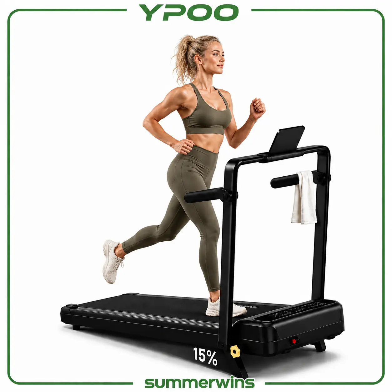 【DealsForYouDays】YPOO Quiet Foldable Incline Home Gym Treadmill - Quiet Walking Pad, Space-Saving Compact Design, Under-Desk Storage, Remote Control, Home Fitness Equipment for Apartment & Office, Exercise Equipment,summerwins