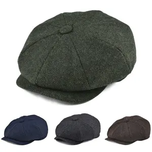 Men's newsboy cap, 1 cap, classic eight-panel wool blend ivy cap,summervibes