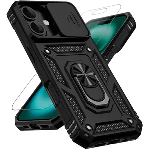 iPhone 17 Case with Slide Camera Cover, Ring Stand & Screen Protector