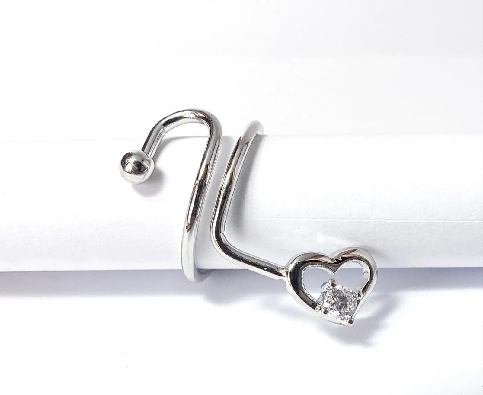 Heart Single CZ Gem Adjustable Nail Ring / Toe Ring Jewelry