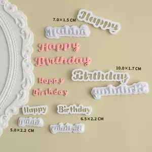 Happy Birthday Fondant Cutter Set with Ejector, 2 Sizes Letter Mold for Cake Decor, Plastic Baking Tools for Easy Release, DIY Cake Decorating Supplies