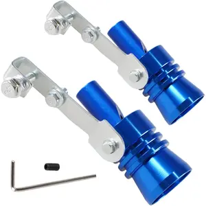 2 Pack Universal Turbo Sound Pipe Whistle Muffler Sounder Simulator Tailpipe Noise Sound Enhancer Compatible with Truck, Motorcycle, Cars, Dirt Bike and Scooter(XL Blue)