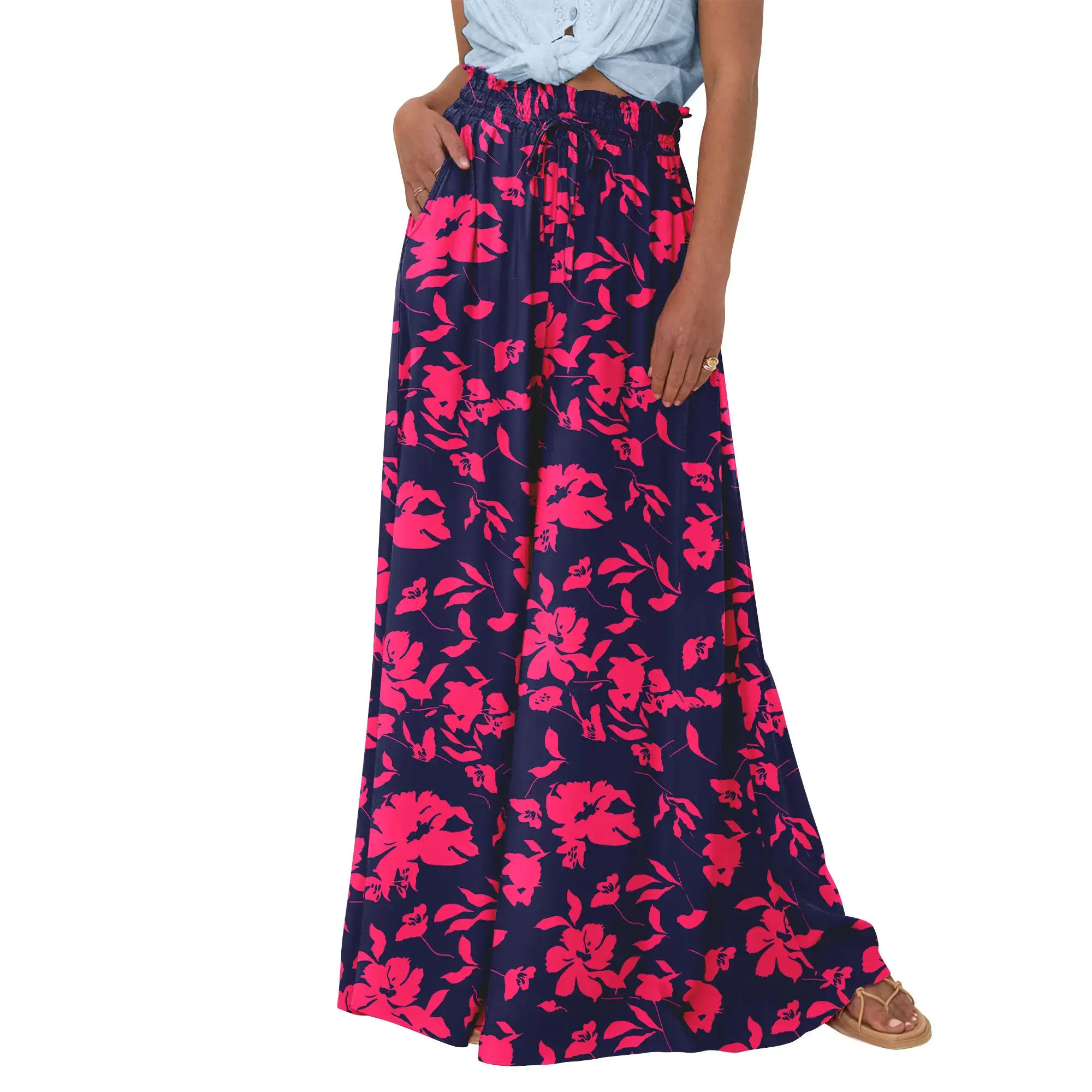Print Navy Rose Red