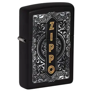 Zippo Manufacturing  Vertical Design with Silver Filigree Lighter, Black Matte