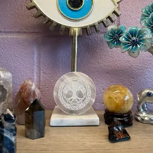 Tree of Life Etched Selenite Plate – Spiritual Illumination, Protection & Energy Cleansing