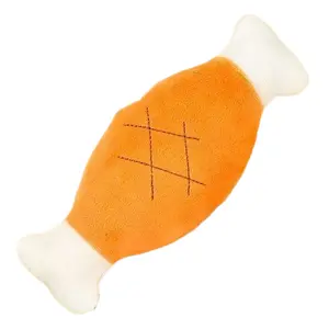 Plush Chicken Drumstick Dog Toy Squeaky Chick Leg Plushie Lifelike Design Soft Plush Bite Resistant Interactive Chew Toy for Puppies Cats Pet Supplies
