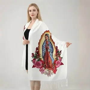 Shawls and Wraps for Women Virgen De Guadalupe Gifts Soft Warm Blanket Scarf for Evening Dresses hood christmas gifts for gf mom gifts christmas gifts for women gifts for your mom winter accessories cute mom gifts for wife waterfall scarf