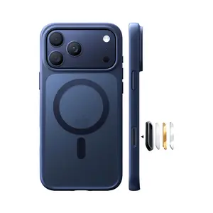 TORRAS Stronger Magnetic & Shockproof for iPhone 17 Pro Max Case, Fit for MagSafe, Mil-Grade Drop Protection, Camera Control, DIY Button, Slim for iPhone 17 Pro Max Phone Case Translucent Deep Blue