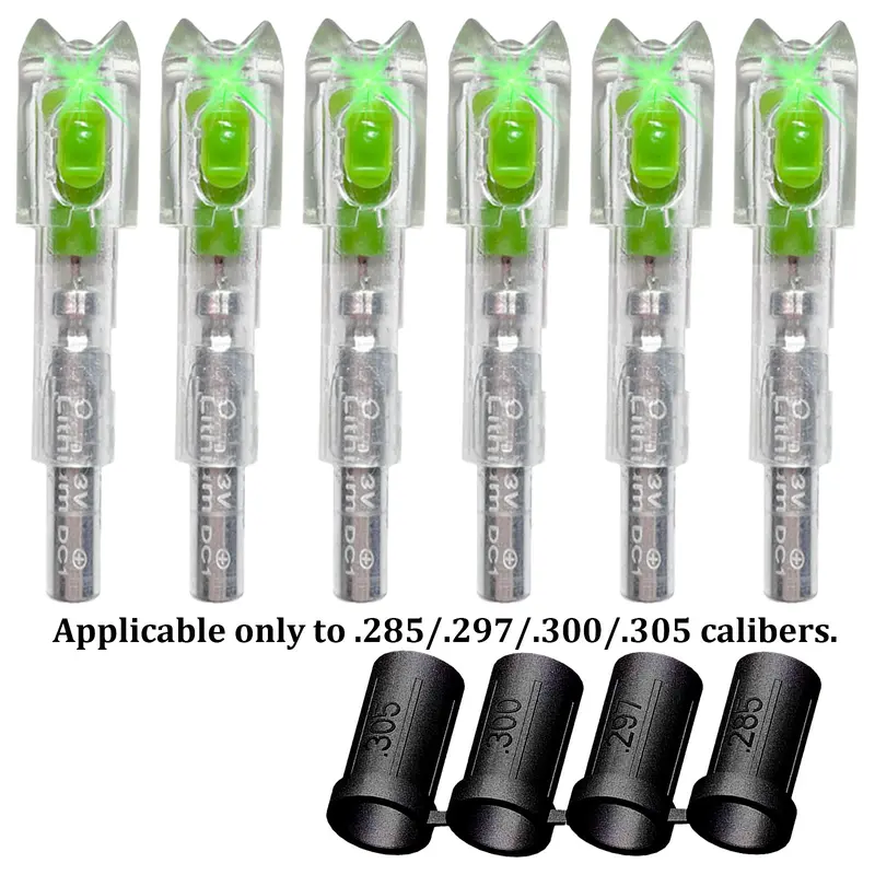 Lighted Universal Crossbow Nocks with .285/.297/.300/.302/.305 Bushings and Lighted Arrows Nocks with (.204/.233/.242/.244” ) Bushings for Enhanced Visibility in Precision Archery inside diameter