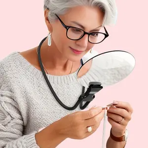 Hands-Free Acrylic Magnifying Glass, Portable Magnifying Glass, 5x Large Lens, 5.12 Inch, Adjustable Neck Strap, Suitable for Reading, Sewing, Crafts, Inspection, Repair