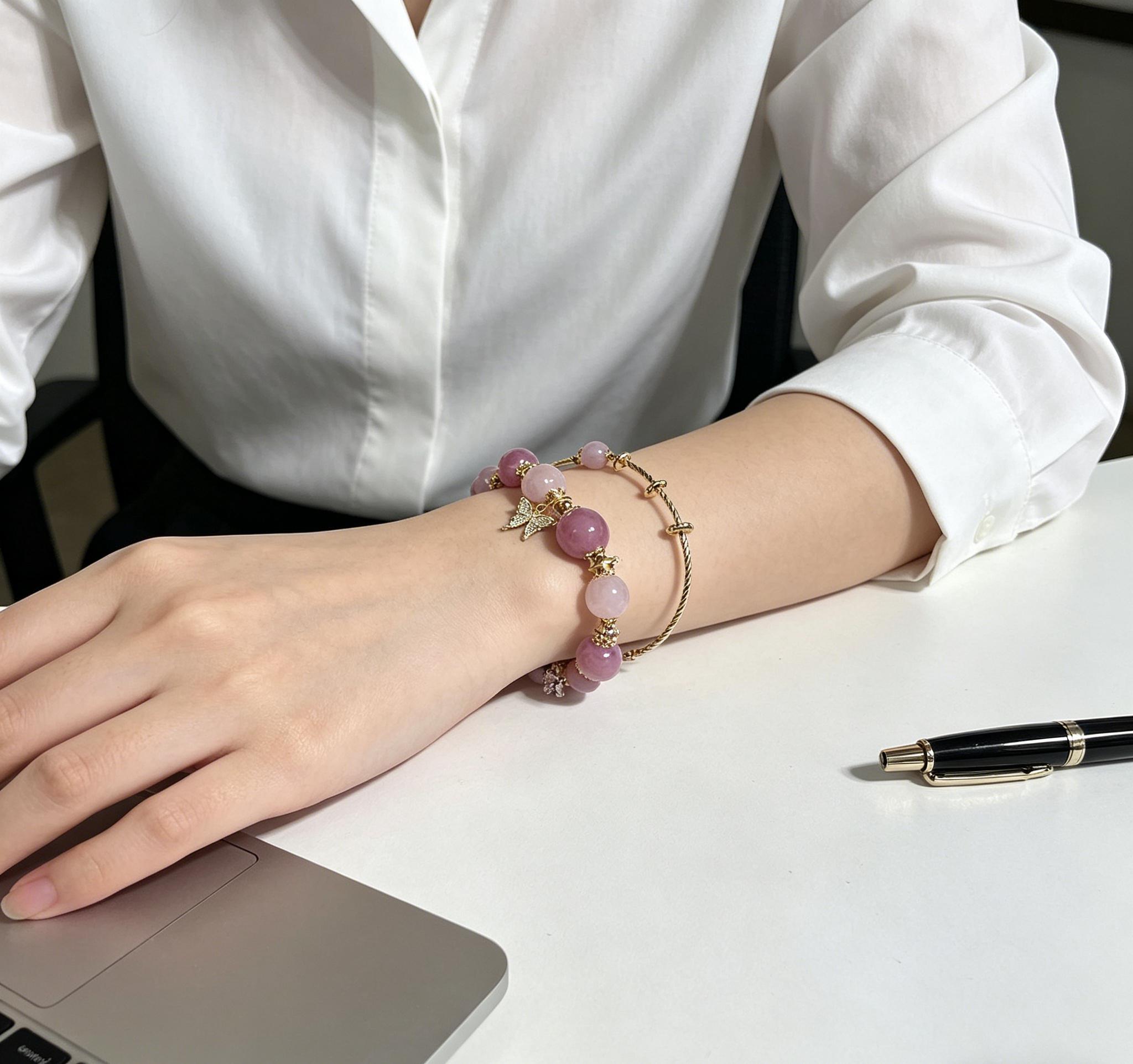 Mixed Natural Crystal Gold Bracelet, Handmade Spiritual Energy Bangle, Healing Gemstone Jewelry for Daily Wear, Dating & Party, Mysterious Elegant Wrist Accessory