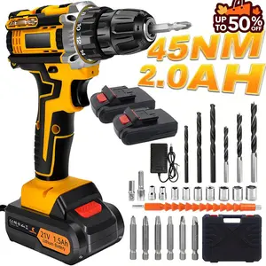 Cordless Drill Tool Set  21V Electric Power Drill with 2.0AhLithium-ion Battery and Charger–USB/Type-C Rechargeable, Portable, All-in-One DIY & Home Toolbox Kit,Blackfriday,Christmas Gift