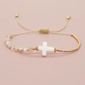 1pc Bohemian Style Shell Cross Bead Friendship Bracelet, Suitable for Daily Wear By Both Men And Women