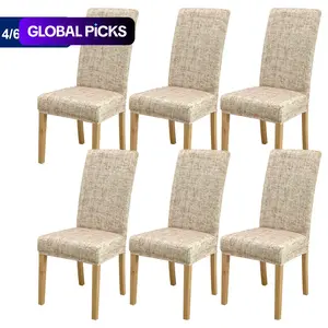 Chair Cover, 4/6 Counts Removable Washable Chair Slipcover, Dining Chair Slipcovers, Dustproof Chair Protector for Home Living Room Hotel Dining Room