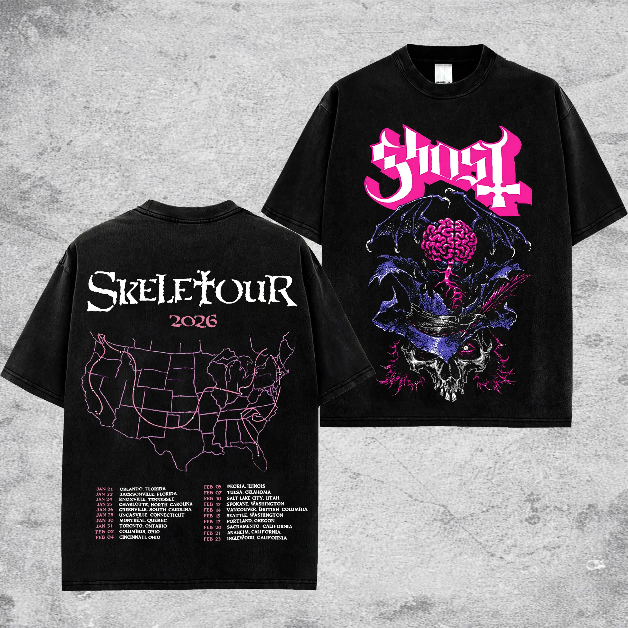 [$$$MANLIFE] Ghost Band Skeletour 2026 Tour Date Retro Unisex 100% Cotton  Unisex Hoodie T-Shirt, 100% Heavyweight Cotton Ghost Skeletour 2026 Tour Merch, Ghost Band Papa V Cotton T-shirt Gift For Rock Music Lovers, Gothic Punk Emo Grunge Y2K Outfits