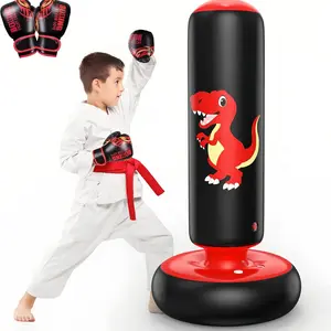 QOP Inflatable Punching Bag, 48 Inch Stable Inflatable Boxing Bag for 3-6 Kids, Dinosaur Toy & Gifts for Boys and Girls, Kids Boxing Set for Practicing Karate, Taekwondo
