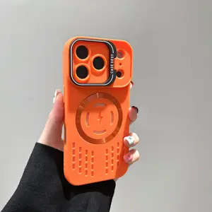 Magnetic Silicone Protective Smartphone Casing & Cover for iPhone 17 Pro Max/16/15/14/13, Customized with Ice-Point Cooling, Invisible Lens Holder, Anti-Fingerprint Skin Feel – Portable Cellphone Accessory