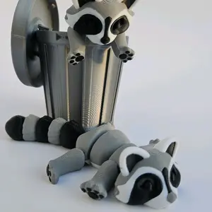 Trash Panda Raccoon Fidget Toy - Gray and Black Design, fidget Toy with Trash Can, Ideal for Stress Relief and Playtime