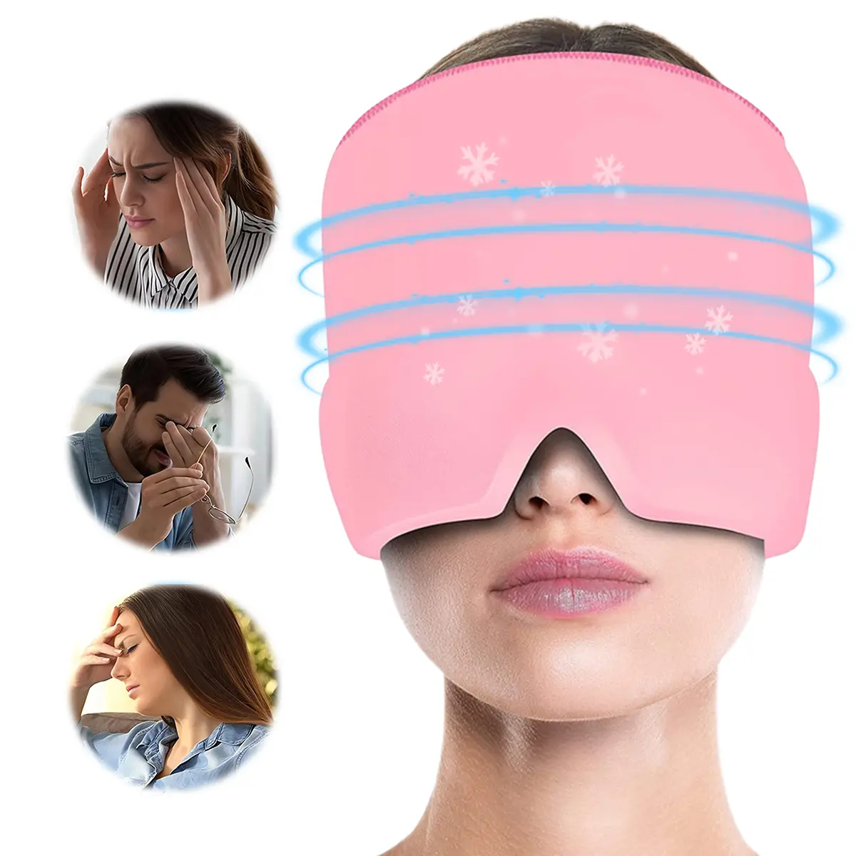 Migraine Relief Cap Ice Head Wrap and Hat, Cold Gel Pack with Face and Eye Mask Compress for Headache Relief summerwins