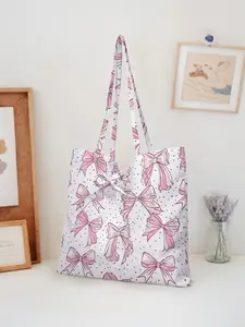 Butterfly Knot Pattern Tote Bag, Stylish Printed Shoulder Backpack, Reusable Handbag, Multifunctional Lightweight Shopping Bag for All Seasons, Trendy Tote Bag, Versatile Bag
