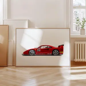 Red Ferrari F40 Poster, Vintage Ferrari Poster, Classic Car Posters, Ferrari Wall Art, Car Poster, Ferrari Print, Ferrari F40, Car Art Print
