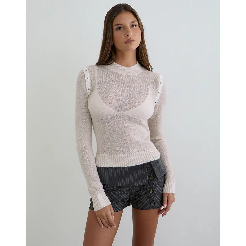 Bentala Turtleneck Jumper in Knit Ecru