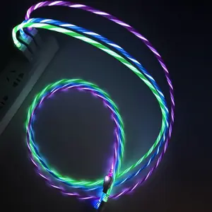 2.4A RGB LED Light Durable USB Cable for IPhone IOS Lighting 3FT - Blue 4 1 charging cable multi  cord