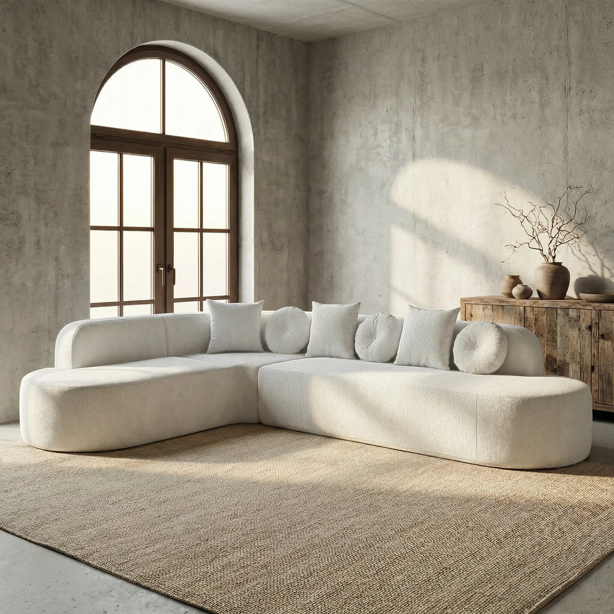 122" Modern Upholstered Modular Cloud Sectional Sofa, L-Shaped Boneless Comfy Chenille Fabric Couch with Deep Seat, Round Throw Pillows, No Assembly Required, Oversized for Living Room, Apartment, Modern Sectional Sofa, Upholstered Sectional Sofa