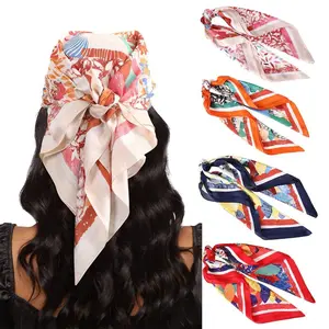 AWAYTR 4PCS/Set 27.5" Square Silk-Like Head Scarf Neck Scarves for Women Hair Kerchief Bandanas Headbands Head Wraps TikTokShopBlackFriday
