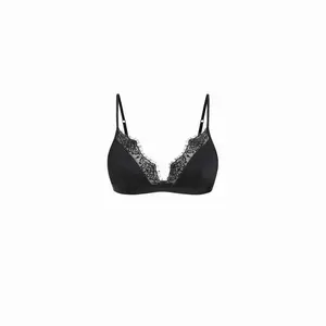 Cider Satin Lace Trim Triangle Bralette