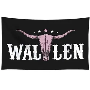 Wallen Flag Western Pink Bull Skull Flag American Flag Funny Man Cave Wall Wallen Flag for Indoor Outdoor Bedroom College Dorm Wall Decor Pink Banner Tapestry Gifts
