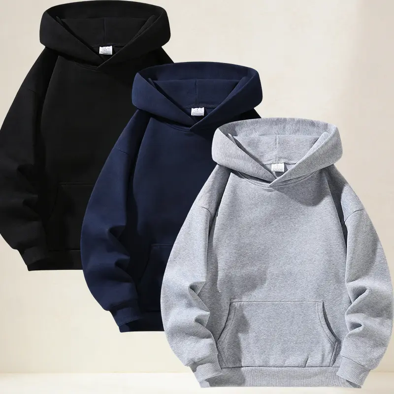 Men's Plain Pullover Hoodie, Casual Long Sleeve Sweatshirt for Everyday Wear, Versatile Menswear Top - Black, Gray, Blue, Simple, Sweatshirts, Male Clothing
