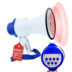 5 Core Megaphone 30W Bull Horn PA Speaker w 800 Yards Range USB Loud Siren Voice Amp Lightweight Portable Megafono for Outdoor Sports - 8R-USB-WB