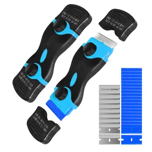 [TikTokShopHolidayHaul] THINKWORK Blue Blade Scraper, Glass Cleaning Scraper, Glass Cooktop Scraper, Oven Door Scraper, Women's Gift, 2-in-1 Scraper Set with 20 Blades for Removing Window Labels (2 Packs) design utility effortless removal tool