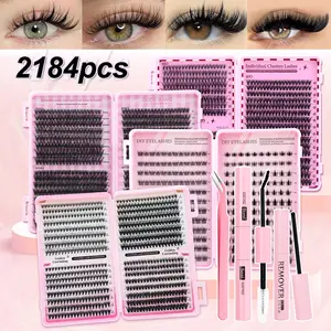 2184 false eyelashes extension set, Diy eyelash extensions, 30D+40D+50D+60D+80D+anime style false eyelashes, soft, long-lasting without warping, big eye secret, suitable for beginners to reuse, daily stage makeup