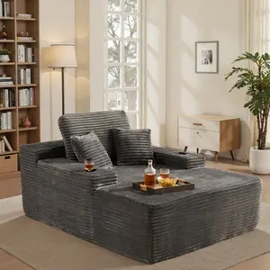 Boneless Cloud Couch with Cup Holder Convertible Floor Sofa Bed with Foam Mattress, 3 Pillows, No Assembly, Perfect for Small Spaces, Apartments