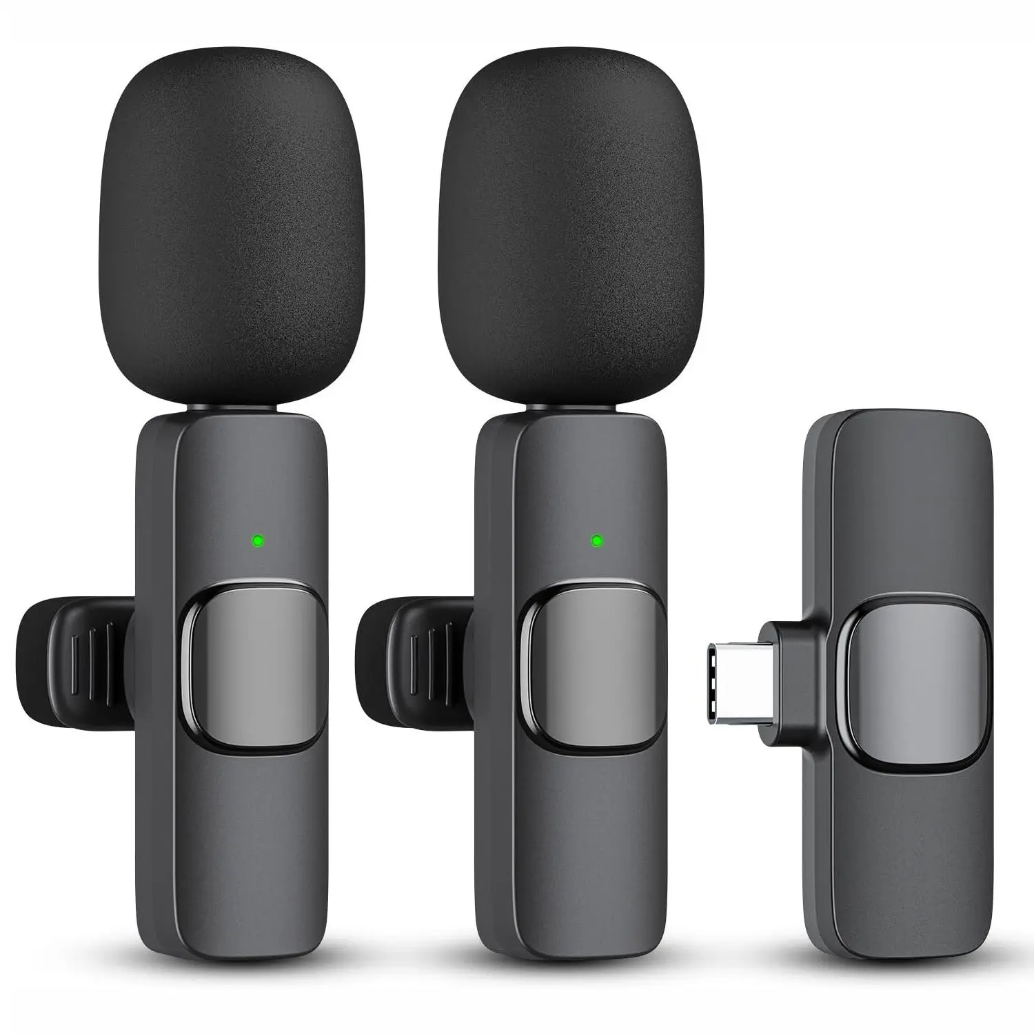 Wireless Microphone, USB Rechargeable Wireless Lavalier Microphone with Noise Cancelling Reverb Function, Noise Cancelling Mics, Suitable for Video Recording, Podcasting, Vlog, Audio