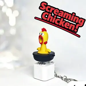 Screaming Chicken Toy Keychain with 6 Sounds LED Light Fun Stress Relief Gift for Kids Friends
