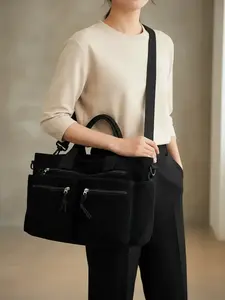 Small niche design simple casual versatile shoulder bag, retro solid color multi pocket crossbody bag, textured daily underarm bag, suitable for shopping, commuting, work, class, short distance travel, Casual Commuter Bag, Casual Messenger Bags