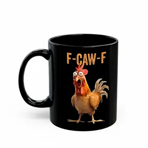 Funny Printed "F-Caw-F" Ceramic Coffee Mug, Classic Stylish Kitchenware Drinkware, Rack-Compatible Beverage Cup, Funny Gift Mug - scs14775